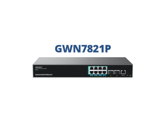 Grandstream GWN7821P Enterprise Layer 3 Managed Multi-Gigabit PoE Network Switch, 8 x 2.5 GigE PoE++, 2 x 10G SFP+ Grandstream GWN7821P Enterprise Layer 3 Managed Multi-Gigabit PoE Network Switch, 8 x 2.5 GigE PoE++, 2 x 10G SFP+